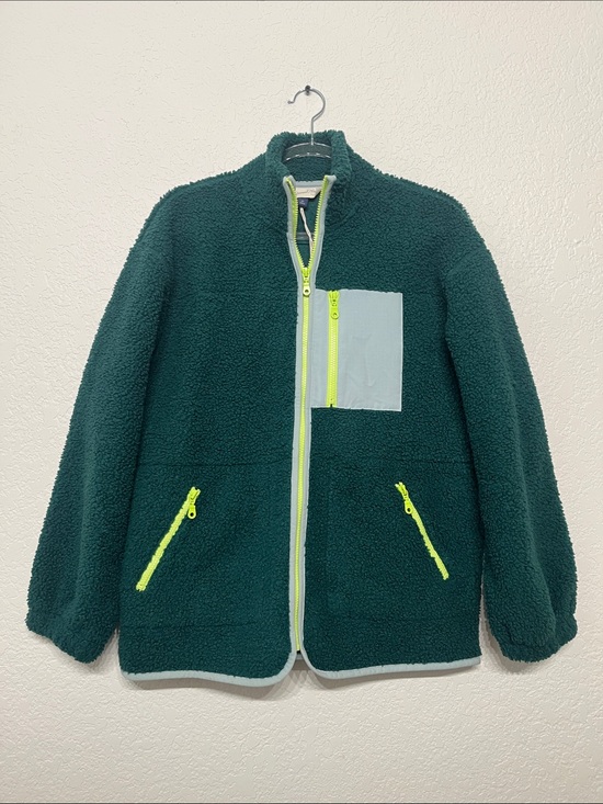 Universal Thread Jackets & Blazers - Universal Thread Women’s XS Dark Green Teddy Jacket with Neon Yellow Accents